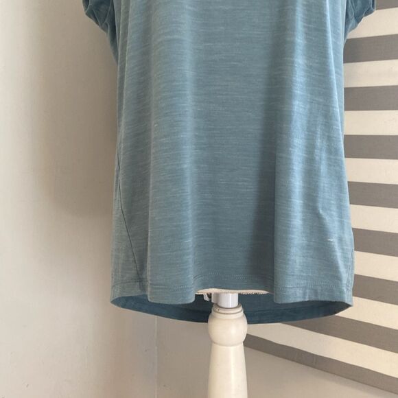 Prana Dusty Blue Women's Lightweight Short Sleeve Everett Top Size Medium - Picture 3 of 8